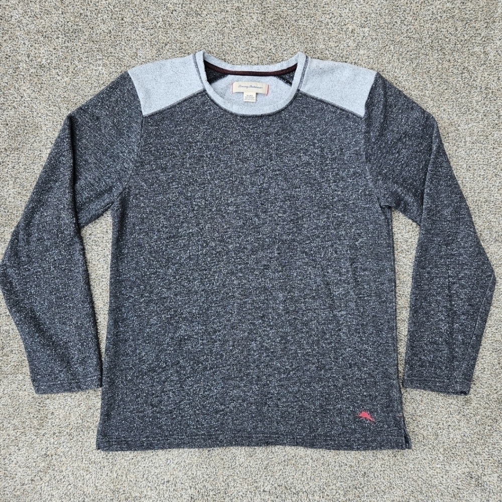 Tommy Bahama Sweater Charcoal Gray Two Tone Pullover Super Soft Men's Size XL